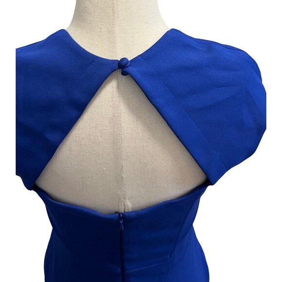 Maggy London Blue Cap Sleeve Shift Dress With Keyhole And Back Zipper Lined - Picture 4 of 10